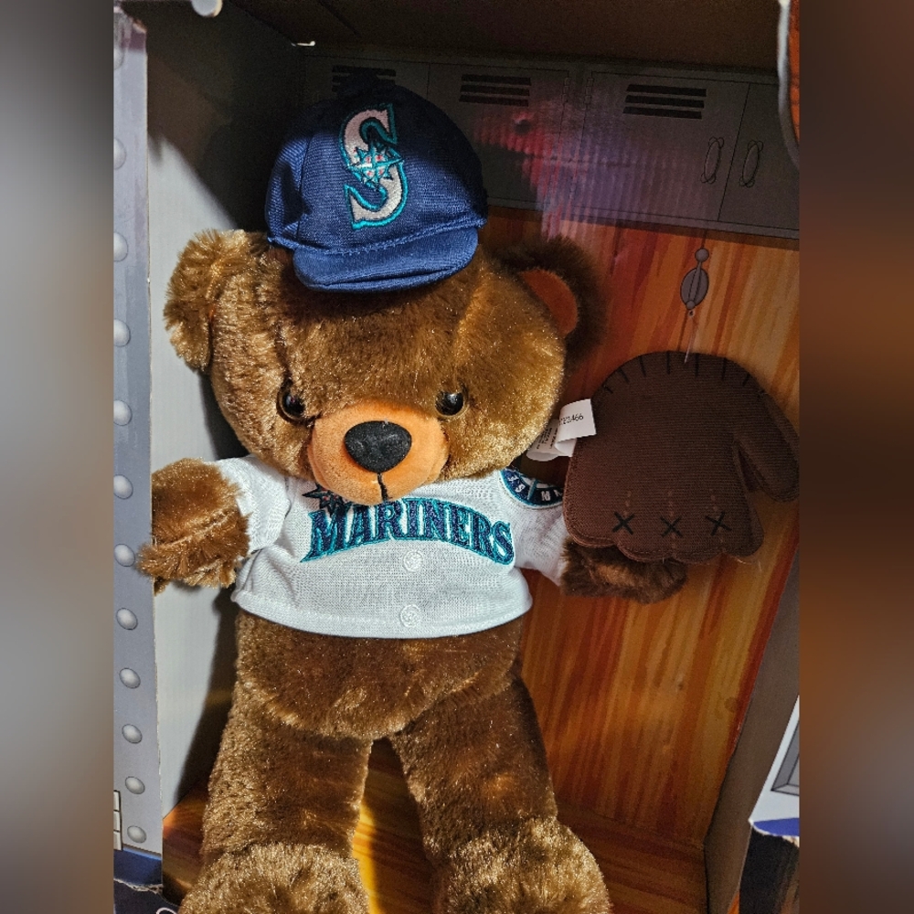 Seattle‎ Mariners "Clubhouse Buddy" Plush Bear Brown 12" Hat Jersey Stuffed MLB